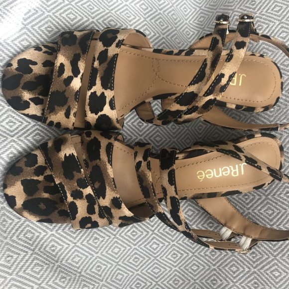 J. Renee' Animal print fabric double strap High Sandal - Picture 2 of 6